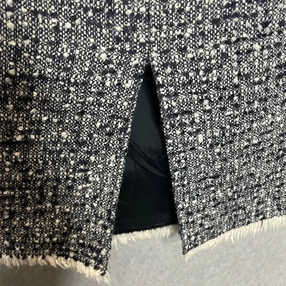 L.K. Bennett London Navy Blue/White Tweed Fringe Lined Midi Skirt - Picture 4 of 7